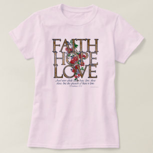 T-shirt Faith Hope Love Christian Bible Verse