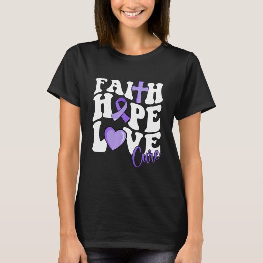 T-shirt Faith Hope Love Cure Puple Ribbon Rett Syndrome Wa (Devant)