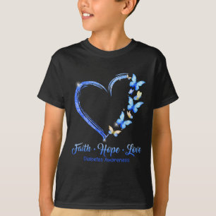 T-shirt Faith Hope Love Diabète Sensibilisation Bleu Papil