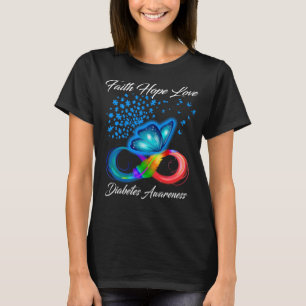 T-shirt Faith Hope Love Diabetes Sensibilisation Blue Ribb