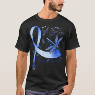 T-shirt Faith Hope Love Dragonfly Diabetes Sensibilisation