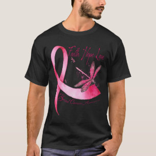 T-shirt Faith Hope Love Dragonfly Pink Ribbon Breast Cance