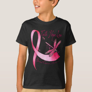 T-shirt Faith Hope Love Dragonfly Pink Ribbon Breast Cance