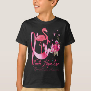 T-shirt Faith Hope Love Flamant rose rose Ruban Cancer du 
