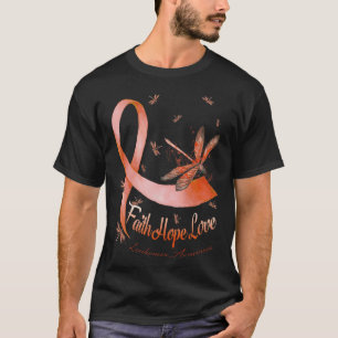 T-shirt Faith Hope Love Leukemia Sensibilisation Dragonfly