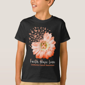 T-shirt Faith Hope Love Leukemia Sensibilisation Orange Ru