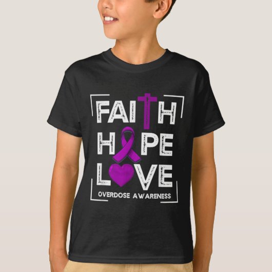 T-shirt Faith Hope Love Overdose Sensibilisation Femmes ch (Devant)