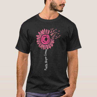 T-shirt Faith Hope Love Pink Ribbon Daisy Flower : Breast