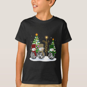 T-shirt Faith Hope Love Snowman Jesus Fun Xmas Cross For C