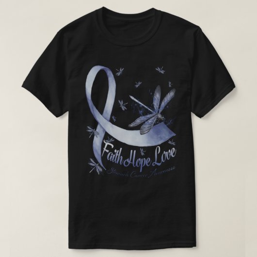 T-shirt Faith Hope Love Stomach Cancer Awareness Dragonfly (Design devant)