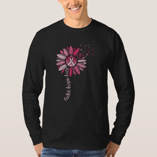 T-shirt Faith Hope Love Sunflower Cancer du sein Sensibili (Devant)