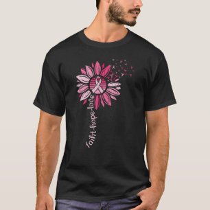 T-shirt Faith Hope Love Sunflower Cancer du sein Sensibili