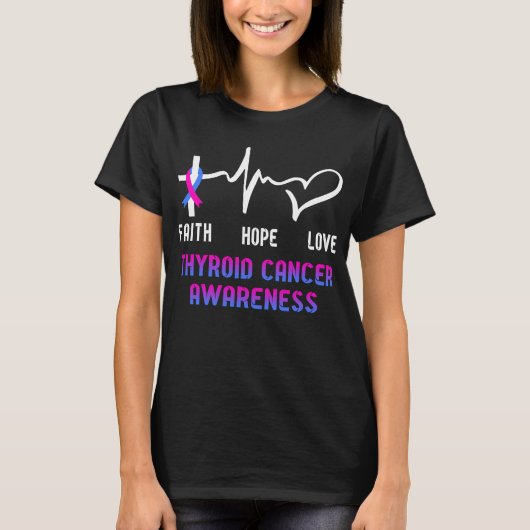 T-shirt Faith Hope Love Thyroid Cancer Sensibilisation (Devant)