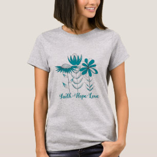 T-shirt Faith Hope Love (turquoise)