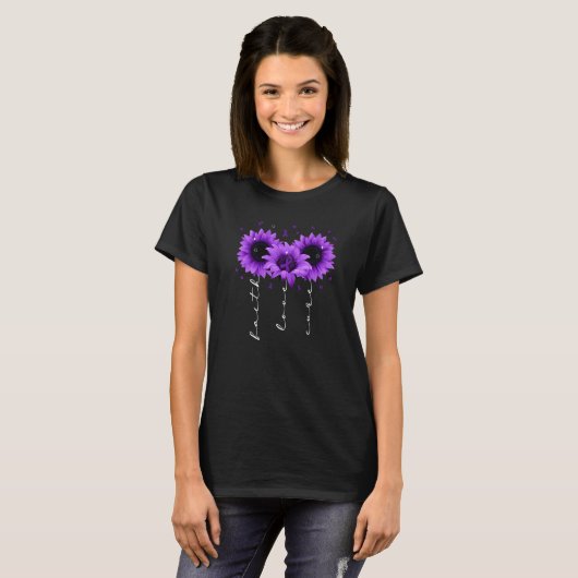 T-shirt Faith Love Cure Sunflower Epilepsy Awareness Warr (Devant entier)