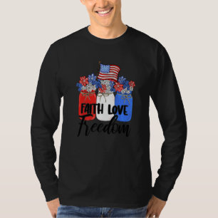 T-shirt Faith Love Freedom American Flag Mason Jar Christ