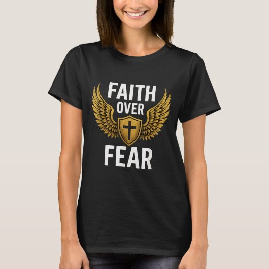 T-shirt Faith Over Fear Gold  (Devant)