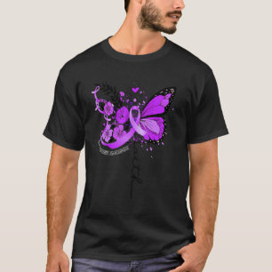 T-shirt Faith Papillon violet Ribbon Fibromyalgie