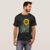 T-shirt Faith Sunflower Usa American Flag Cross Christian (Devant entier)
