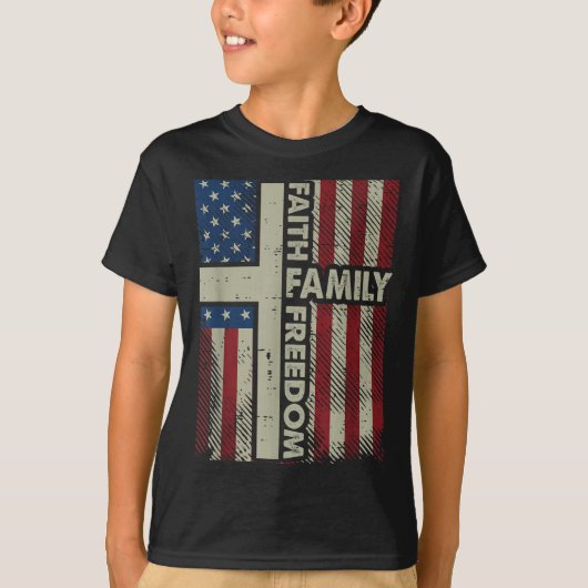 T-shirt Faith Us Flag Christian Religious God Jesus Men Wo (Devant)