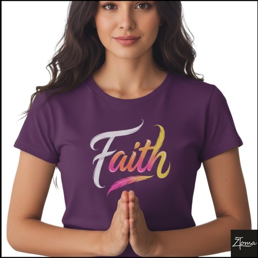 T-shirt Faith Word Neon Glossy Feather Script