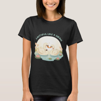 T-shirt Faithful Like a Swan – Cute Swan Couple Illustrati
