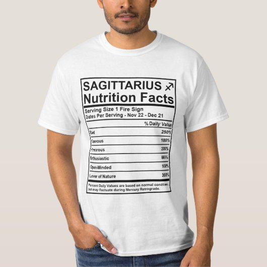 T-shirt Faits de nutrition de Sagittaire - (Devant)