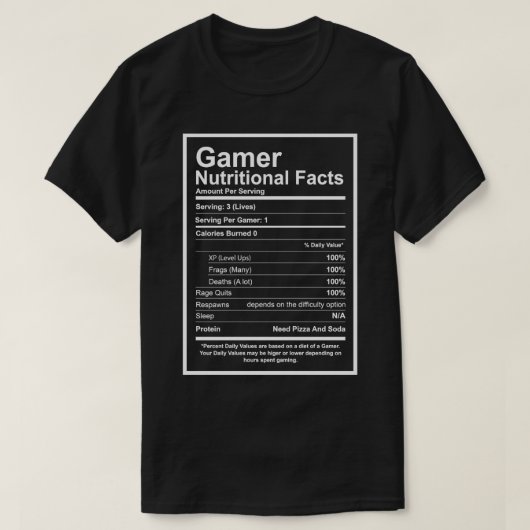 T-shirt Faits nutritionnels (Design devant)