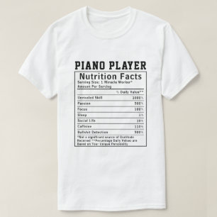 T-shirt Faits Nutritionnels de Joueur de Piano Drôle Profe