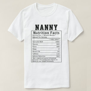 T-shirt Faits Nutritionnels de Nounou Drôle Cadeau pour Tr