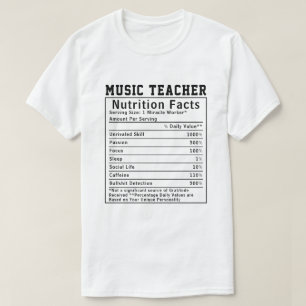 T-shirt Faits nutritionnels de professeur de musique drôle