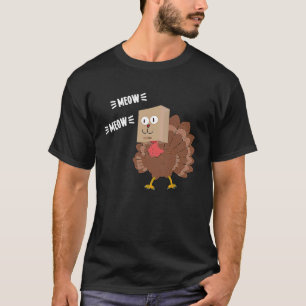 T-shirt Fake Cat Meow Thankgiving Turquie