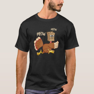 T-shirt Fake Cat Meow Thanksgiving Turquie Thanksgivi