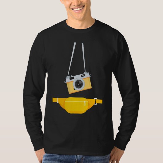 T-shirt Fake Tourist Photographer Strap Hanging Camera & W (Devant)