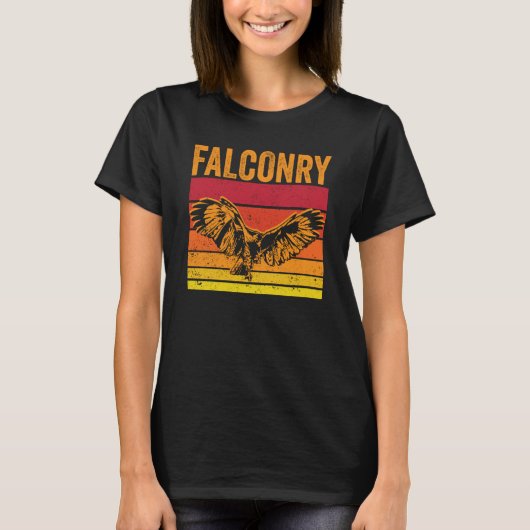 T-shirt Falconry Retro Sunset Falcon (Devant)