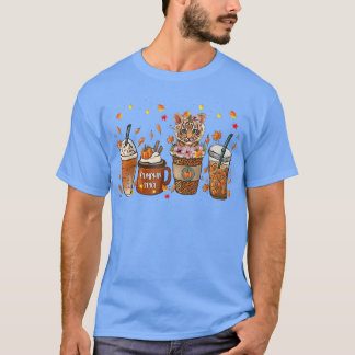 T-shirt Fall Coffee Pumpkin Spice Latte Iced Autumn Tiger 