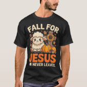 T-shirt Fall For Jesus He Never Leaves Sheep Christian Aut (Devant)