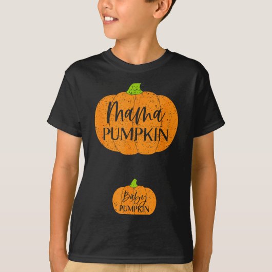 T-shirt Fall Halloween Thanksgiving Mama And Baby Pumpkin (Devant)