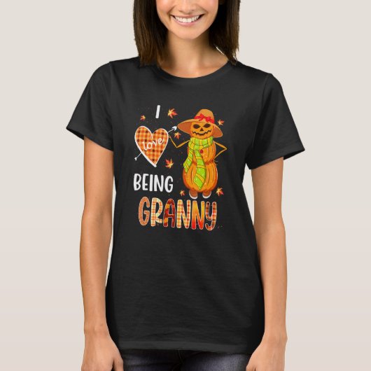 T-shirt Fall Leaf Granny Pumpkin Snowman Thanksgiving Autu (Devant)