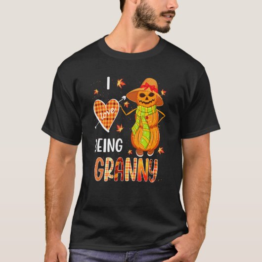 T-shirt Fall Leaf Granny Pumpkin Snowman Thanksgiving Autu (Devant)