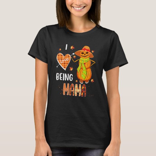 T-shirt Fall Leaf Mama Pumpkin Snowman Thanksgiving Autumn (Devant)