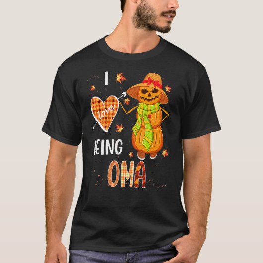 T-shirt Fall Leaf Oma Pumpkin Snowman Thanksgiving Autumn (Devant)