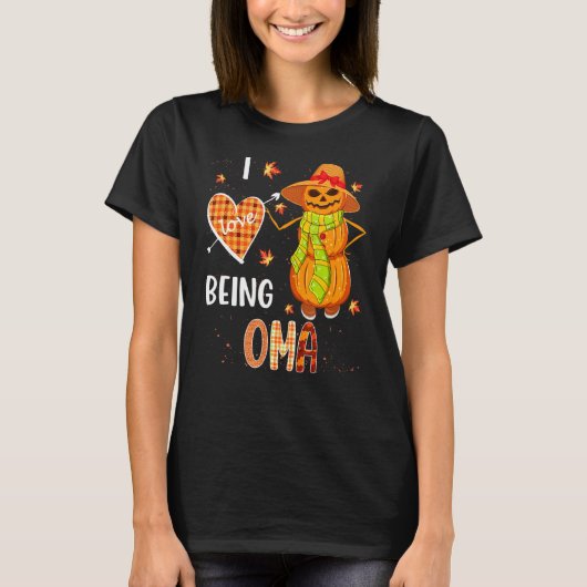 T-shirt Fall Leaf Oma Pumpkin Snowman Thanksgiving Autumn  (Devant)