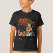 T-shirt Fall Maple Tree Print Dog Lover Happy Thanksgiving (Devant)