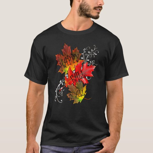 T-shirt Fall Quote Happy Fall Yall Cute Autumn Leaves (Devant)