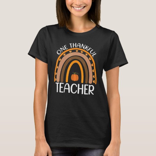 T-shirt Fall Rainbow Teacher One Thankful Teacher Thanksgi (Devant)
