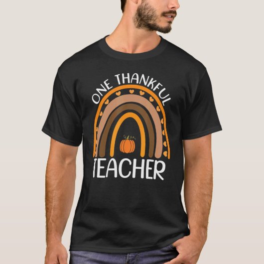 T-shirt Fall Rainbow Teacher One Thankful Teacher Thanksgi (Devant)