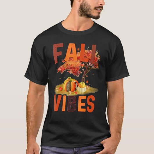 T-shirt Fall Vibes Retro Pumpkin Spice Autumn Coffee Than (Devant)