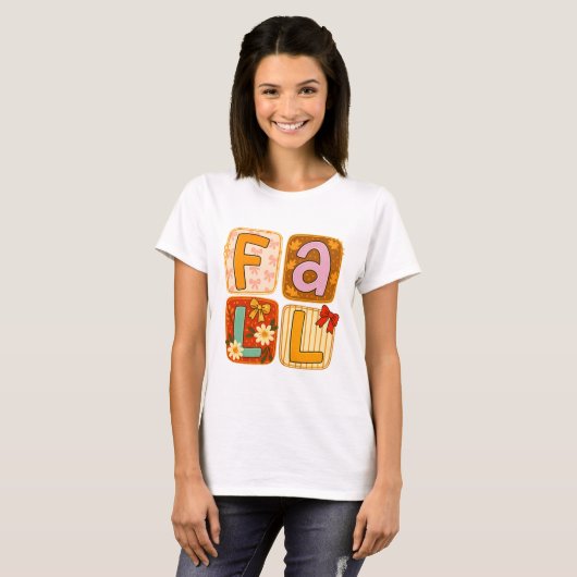 T-shirt Falling shirts｜Fall festivities｜Fall patchwork qui (Devant entier)
