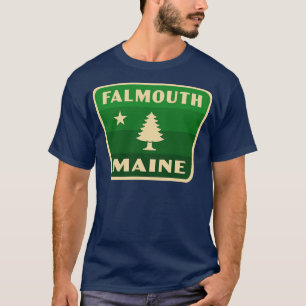 T-shirt Falmouth Maine Pine rétro Badge vert